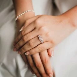 Stella Grace 10k Rose Gold Morganite, Lab-Created White Sapphire & 1/8 Carat T.W. Diamond Engagement Ring Set -Stella Grace Sales unnamed file 2608