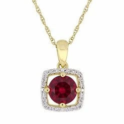 Stella Grace 10K Gold Gemstone & 1/10 Ct. T.W. Diamond Frame Pendant Necklace Lab Created Ruby -Stella Grace Sales unnamed file 2621