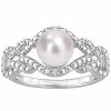 Stella Grace Sterling Silver Freshwater Cultured Pearl & Diamond Accent Infinity Ring