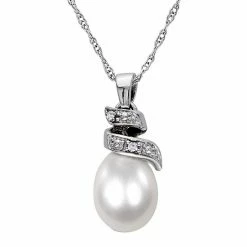 Stella Grace 10k White Gold Diamond Accent & Freshwater Cultured Pearl Pendant