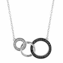 Stella Grace 1/10 Carat T.W. Black & White Diamond Sterling Silver Circle Link Necklace