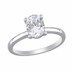 Stella Grace 10k White Gold Oval Cut Lab-Created White Sapphire Solitaire Ring