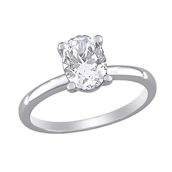 Stella Grace 10k White Gold Oval Cut Lab-Created White Sapphire Solitaire Ring 1 Stella Grace 10k White Gold Oval Cut Lab-Created White Sapphire Solitaire Ring