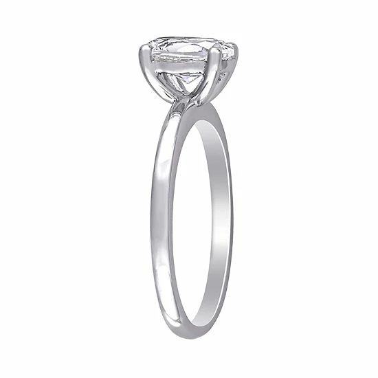 Stella Grace 10k White Gold Oval Cut Lab-Created White Sapphire Solitaire Ring 2 Stella Grace 10k White Gold Oval Cut Lab-Created White Sapphire Solitaire Ring - Image 2