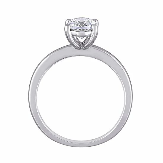 Stella Grace 10k White Gold Oval Cut Lab-Created White Sapphire Solitaire Ring 3 Stella Grace 10k White Gold Oval Cut Lab-Created White Sapphire Solitaire Ring - Image 3