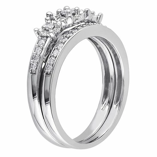 Stella Grace 10k White Gold 1/4 Carat T.W. Diamond 3 Stone Engagement Ring Set 2 Stella Grace 10k White Gold 1/4 Carat T.W. Diamond 3 Stone Engagement Ring Set - Image 2