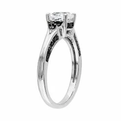 Stella Grace Lab-Created White Sapphire And Black Diamond Cluster Engagement Ring In Sterling Silver (3/8 Ct. T.W.) 3 Stella Grace Lab-Created White Sapphire And Black Diamond Cluster Engagement Ring In Sterling Silver (3/8 Ct. T.W.) -Stella Grace Sales unnamed file 2714
