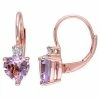 Stella Grace 18k Rose Gold Over Sterling Silver Rose De France & Lab-Created White Sapphire Leverback Earrings