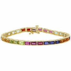 Stella Grace 18k Gold Over Silver Multi-Gemstone Tennis Bracelet