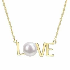 Stella Grace 10k Gold Freshwater Cultured Pearl Love Necklace