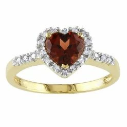 Stella Grace 10k Gold Garnet & 1/10 Carat T.W. Diamond Heart Ring
