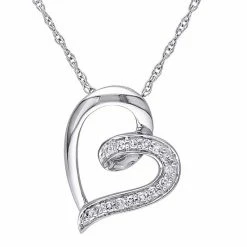 Stella Grace 10k White Gold Diamond Accent Open Heart Pendant Necklace