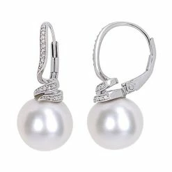 Stella Grace Sterling Silver Diamond Accent & Freshwater Cultured Pearl Drop Earrings