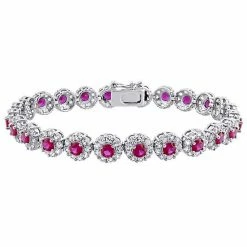 Stella Grace Sterling Silver Red Cubic Zirconia & Lab-Created White Sapphire Bracelet