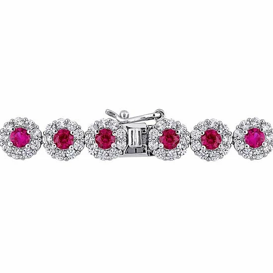 Stella Grace Sterling Silver Red Cubic Zirconia & Lab-Created White Sapphire Bracelet 2 Stella Grace Sterling Silver Red Cubic Zirconia & Lab-Created White Sapphire Bracelet - Image 2