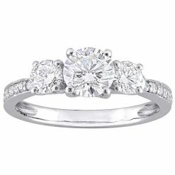 Stella Grace 10k White Gold 1 1/4 Carat T.W. Lab-Created Moissanite 3-Stone Engagement Ring