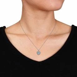 Stella Grace Sterling Silver Blue Topaz & Diamond Accent Heart Pendant Necklace -Stella Grace Sales unnamed file 2904