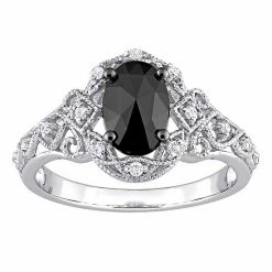 Stella Grace 10k White Gold 1 1/8 Carat T.W. Black & White Diamond Vintage Engagement Ring