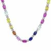 Stella Grace Sterling Silver Multi-Color Lab-Created Sapphire Tennis Necklace