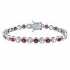 Stella Grace Sterling Silver Red Cubic Zirconia & Lab-Created White Sapphire Tennis Bracelet