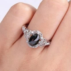 Stella Grace 10k White Gold 1 1/8 Carat T.W. Black & White Diamond Vintage Engagement Ring -Stella Grace Sales unnamed file 299