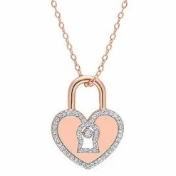 Stella Grace 18k Gold Over Sterling Silver 1/5 Carat T.W. Diamond Heart Locked Pendant Necklace 18k Rose Gold Plated -Stella Grace Sales unnamed file 2996