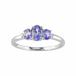 Stella Grace Tanzanite & Diamond Accent 10k White Gold 3-Stone Ring
