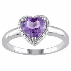 Stella Grace Sterling Silver Amethyst Heart Halo Ring