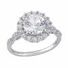 Stella Grace 10K White Gold Lab Created White Sapphire & Diamond Accent Halo Engagement Ring