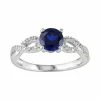 Stella Grace Lab-Created Sapphire And 1/10 Carat T.W. Diamond Engagement Ring In 10k White Gold