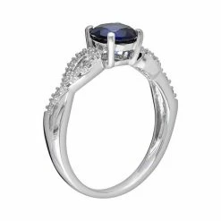 Stella Grace Lab-Created Sapphire And 1/10 Carat T.W. Diamond Engagement Ring In 10k White Gold -Stella Grace Sales unnamed file 3099