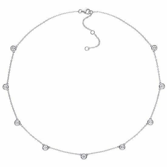Stella Grace Sterling Silver 2 1/4 Carat T.W. Lab-Created Moissanite Station Necklace 2 Stella Grace Sterling Silver 2 1/4 Carat T.W. Lab-Created Moissanite Station Necklace - Image 2