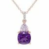 Stella Grace Amethyst, Rose De France Amethyst & Diamond Accent Sterling Silver Heart Pendant Necklace