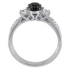 Stella Grace 10k White Gold 7/8 Carat T.W. Black & White Diamond & Lab-Created White Sapphire Engagement Ring Set -Stella Grace Sales unnamed file 3115