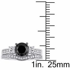 Stella Grace 10k White Gold 7/8 Carat T.W. Black & White Diamond & Lab-Created White Sapphire Engagement Ring Set -Stella Grace Sales unnamed file 3117