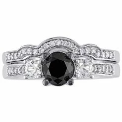 Stella Grace 10k White Gold 7/8 Carat T.W. Black & White Diamond & Lab-Created White Sapphire Engagement Ring Set -Stella Grace Sales unnamed file 3118