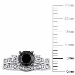 Stella Grace 10k White Gold 7/8 Carat T.W. Black & White Diamond & Lab-Created White Sapphire Engagement Ring Set -Stella Grace Sales unnamed file 3119