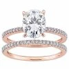 Stella Grace 14k Rose Gold 2 Carat T.W. Lab-Created Moissanite & 1/4 Carat T.W. Diamond Engagement Ring Set