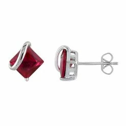 Stella Grace 10k White Gold Lab-Created Ruby Stud Earrings