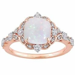 Stella Grace 10k Rose Gold White Opal, White Sapphire & Diamond Accent Vintage Ring