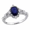Stella Grace 10K White Gold Diffused Sapphire, White Sapphire & Diamond Accent Ring