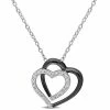 Stella Grace Sterling Silver 1/10 Carat T.W. Diamond Double Heart Pendant Necklace