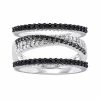 Stella Grace Sterling Silver 5/8 Carat T.W. Black & White Diamond Stack Ring Set