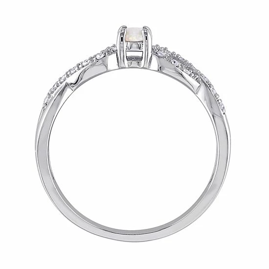 Stella Grace Sterling Silver White Opal & 1/10 Carat T.W. Diamond Infinity Ring 2 Stella Grace Sterling Silver White Opal & 1/10 Carat T.W. Diamond Infinity Ring - Image 2