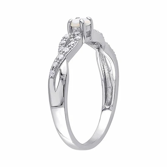 Stella Grace Sterling Silver White Opal & 1/10 Carat T.W. Diamond Infinity Ring 3 Stella Grace Sterling Silver White Opal & 1/10 Carat T.W. Diamond Infinity Ring - Image 3