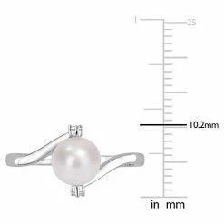 Stella Grace Sterling Silver Freshwater Cultured Pearl & Lab-Created White Sapphire Bypass Ring -Stella Grace Sales unnamed file 3195