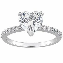 Stella Grace 10k White Gold Lab-Created White Sapphire Heart Engagement Ring