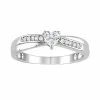 Stella Grace Sterling Silver Lab-Created White Sapphire And Diamond Accent Crisscross Heart Ring