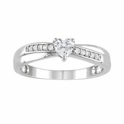 Stella Grace Sterling Silver Lab-Created White Sapphire And Diamond Accent Crisscross Heart Ring