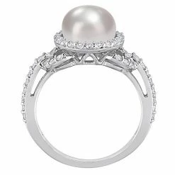 Stella Grace Sterling Silver Freshwater Cultured Pearl & White Topaz Halo Ring -Stella Grace Sales unnamed file 3259